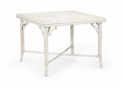 490277 Wildwood 30.5in. Rattan/Crushed Bamboo Boca Game Table - Whitewashed with Whitewash/Gray Finish