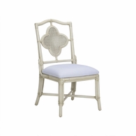 490278 Wildwood 38.5in. Rattan/Fabric Selene Side Chair - White with Whitewash/Gray Finish