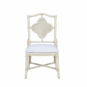 490278 Wildwood 38.5in. Rattan/Fabric Selene Side Chair - White with Whitewash/Gray Finish