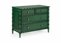 490282 Wildwood 36in. Hardwood/Cane/Brass Borneo Chest with Emerald/Antique Finish