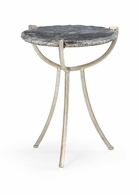 490298 Wildwood 22in. Stone Global Table with Natural Gray/Antique Silver Leaf Finish