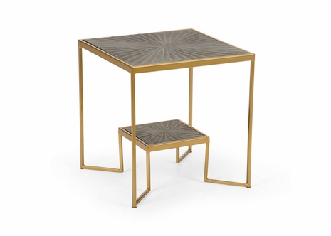 490455 Wildwood Aluminum Bronze Highlighted Brass Tara Tiered Table