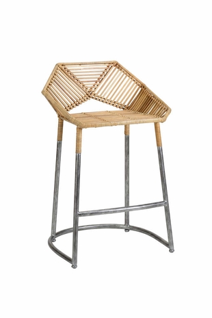 490465 Wildwood Rattan/Metal Natural/Steel Sisters Cove Bar Stool
