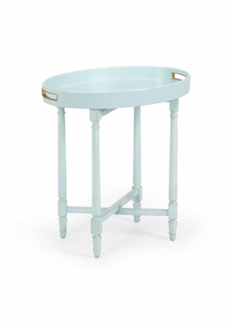 490476 Wildwood Wood Mint/Gold Borneo Tray Table - Mint