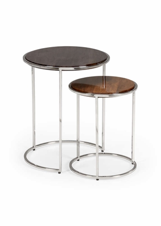 490499 Wildwood Mango Wood Gloss Pecan/Gloss Weathered Charcoal Weymouth Tables (S2)