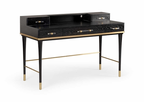 490517 Wildwood Wood/Brass/Acrylic Black Oak Cerused/Antique/Clear Bentley Writing Desk