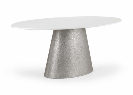 490519 Wildwood Wood/Metal White/Textured Silver Eleven London Park Oval Table