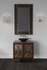 490560 Wildwood 36in. Wood/Mirror/Brass Amanda Cabinet with Walnut/Antique Finish
