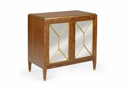 490560 Wildwood 36in. Wood/Mirror/Brass Amanda Cabinet with Walnut/Antique Finish