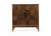 490561 Wildwood 36in. Wood/Brass/Mirror Andros Black Walnut Cabinet with Antique Finish