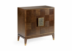 490561 Wildwood 36in. Wood/Brass/Mirror Andros Black Walnut Cabinet with Antique Finish