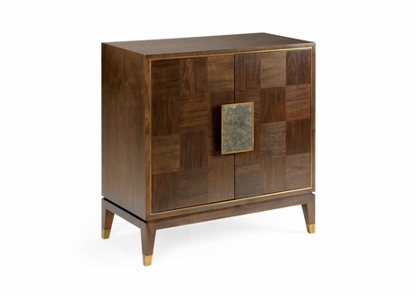 490561 Wildwood 36in. Wood/Brass/Mirror Andros Black Walnut Cabinet with Antique Finish
