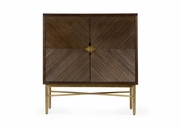 490562 Wildwood 36in. Wood/Steel Samana Black Walnut Cabinet with Gold Leaf Finish