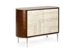 490571 Wildwood 32.5in. Wood/Shell/Brass Shelldon Bar Cabinet with Mahogany/Natural/White Capiz/Antique Finish