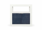 490574 Wildwood 30in. Wood/Raffia La Costa - Navy with White/Navy Blue Finish