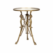 490604 Wildwood 30.5in. Brass/Glass Lion in the Library Table with Antique/Mirror Finish