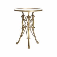 490604 Wildwood 30.5in. Brass/Glass Lion in the Library Table with Antique/Mirror Finish