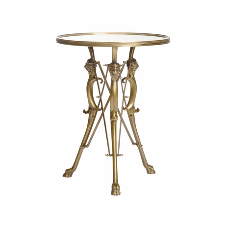 490604 Wildwood 30.5in. Brass/Glass Lion in the Library Table with Antique/Mirror Finish