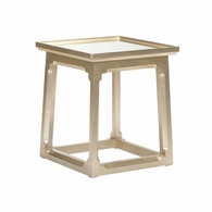490606 Wildwood 18in. Iron/Mirror Vinh Table with Silver Leaf/Plain Finish
