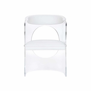 490625 Wildwood 32.5in. Acrylic/Leather Baran Barrel Back Chair - White with Clear Finish
