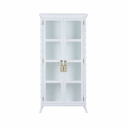 490661 Wildwood 75.5in. Wood/Glass Nights in White Linen Cabinet with Clear Finish
