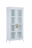 490661 Wildwood 75.5in. Wood/Glass Nights in White Linen Cabinet with Clear Finish