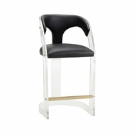 490670 Wildwood 38.5in. Acrylic/Faux Leather After Midnight Bar Stool with Clear/Black Finish