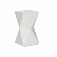 490747 Wildwood 24.5in. Wood/Raffia Stravos Spot Table with White Finish