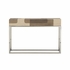 490751 Wildwood 32in. Raffia On Wood/Stainless Steel Jacoby Console with Brown/Cream/Polished Nickel Finish