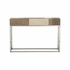 490751 Wildwood 32in. Raffia On Wood/Stainless Steel Jacoby Console with Brown/Cream/Polished Nickel Finish