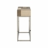 490751 Wildwood 32in. Raffia On Wood/Stainless Steel Jacoby Console with Brown/Cream/Polished Nickel Finish