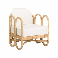 490778 Wildwood 32.5in. Rattan/Muslin Cuixmala Lounge Chair with Natural/Off White Finish