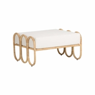 490779 Wildwood 17.5in. Rattan/Muslin Cuixmala Ottoman with Natural/Off White Finish