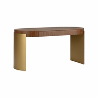 490830 Wildwood 30.5in. Wood/Zebrano Veneer/Metal Zebrano Desk with Antique Brass Finish