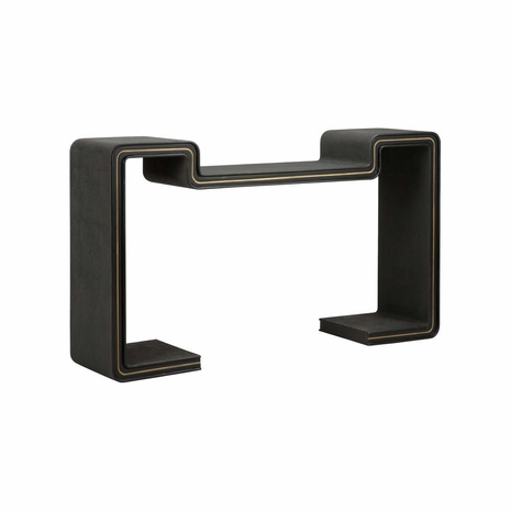 490833 Wildwood 34.5in. Wood/Shagreen Ottawa Console Table with Black/Gold Finish