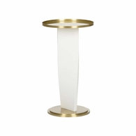 490834 Wildwood 21.5in. Metal Elin Drinks Table with Matte White/Brass Finish