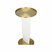 490834 Wildwood 21.5in. Metal Elin Drinks Table with Matte White/Brass Finish
