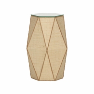 490837 Wildwood 22in. Raffia On Wood/Rope Gabriel Global Drinks Table with Natural Finish