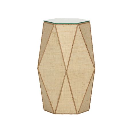 490837 Wildwood 22in. Raffia On Wood/Rope Gabriel Global Drinks Table with Natural Finish