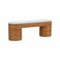 490842 Wildwood 20in. Rattan/Muslin Easy Like Sunday Morning Bench with Natural/Tan Finish