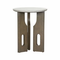 490855 Wildwood 22in. Wood/Marble Pablo Drinks Table with Natural White/Ashe Finish