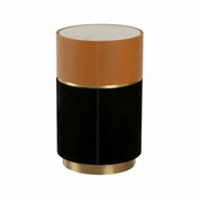 490860 Wildwood 23in. Suede/Leather/Marble/Metal Casey Drinks Table with Tan/Black/Natural White/Antique Brass Finish