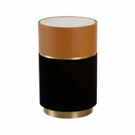 490860 Wildwood 23in. Suede/Leather/Marble/Metal Casey Drinks Table with Tan/Black/Natural White/Antique Brass Finish