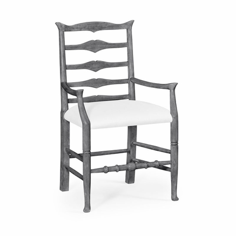 491008-AC-ADG-COMUS Jonathan Charles Casual Country Antique Dark Grey Ladder Back Armchair
