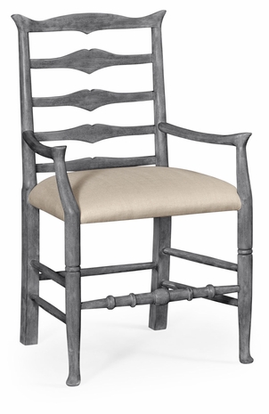 491008-AC-ADG-F001 JC Edited Casual Country Antique Dark Grey Ladder Back Armchair