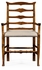 491008-AC-CFW-F001 JC Edited Casual Country Walnut Ladder Back Armchair, Upholstered In Maze