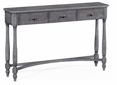 491010-ADG Jonathan Charles Fine Furniture JC Edited - Casually Country Antique Dark Grey Three Drawer Large Console Table