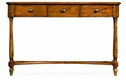 491010-CFW Jonathan Charles Country Walnut Three Drawer Large Console Table
