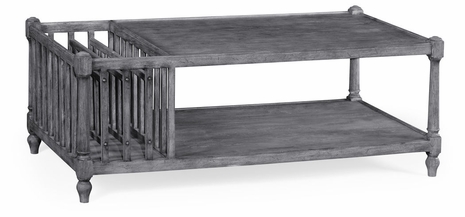 491012-ADG Jonathan Charles Antique Dark Grey Rectangular Coffee Table with Magazine Rack