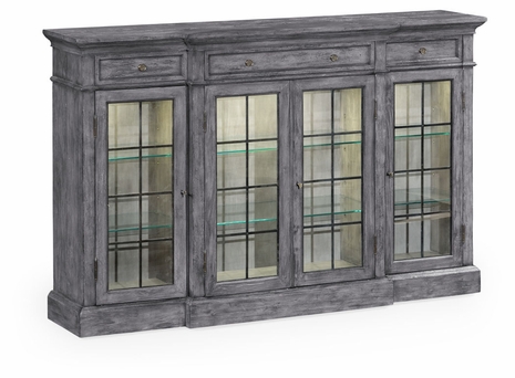 491027-ADG Jonathan Charles Fine Furniture JC Edited - Casually Country Four Door China Display Cabinet In Antique Dark Grey